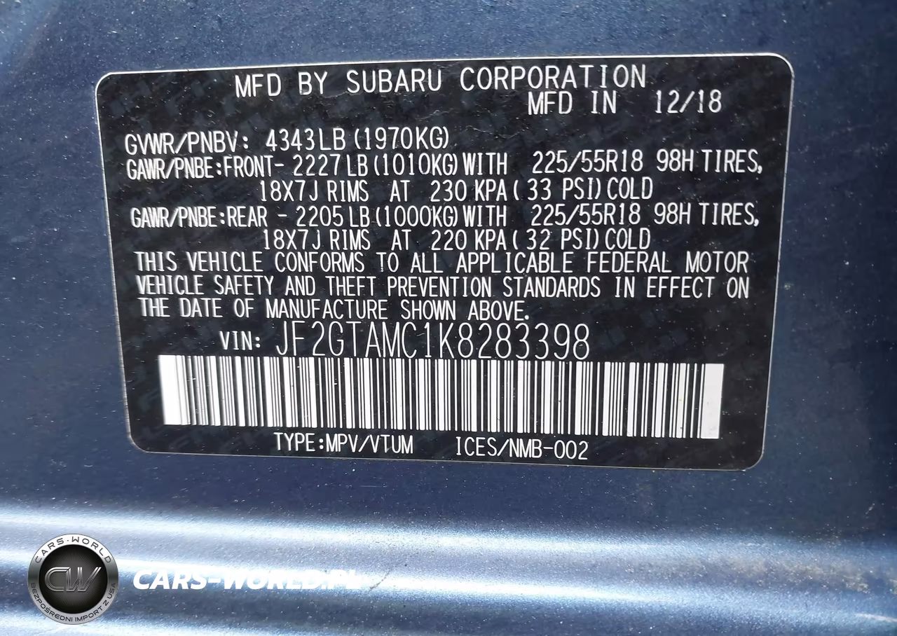 2019 Subaru Crosstrek 2.0I Limited VIN:JF2GTAMC1K8283398 - 9