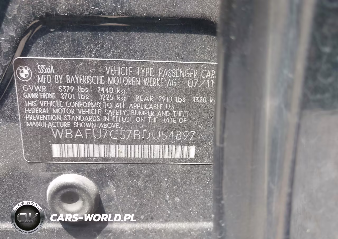 2011 BMW 535I xDrive VIN:WBAFU7C57BDU54897 - 9