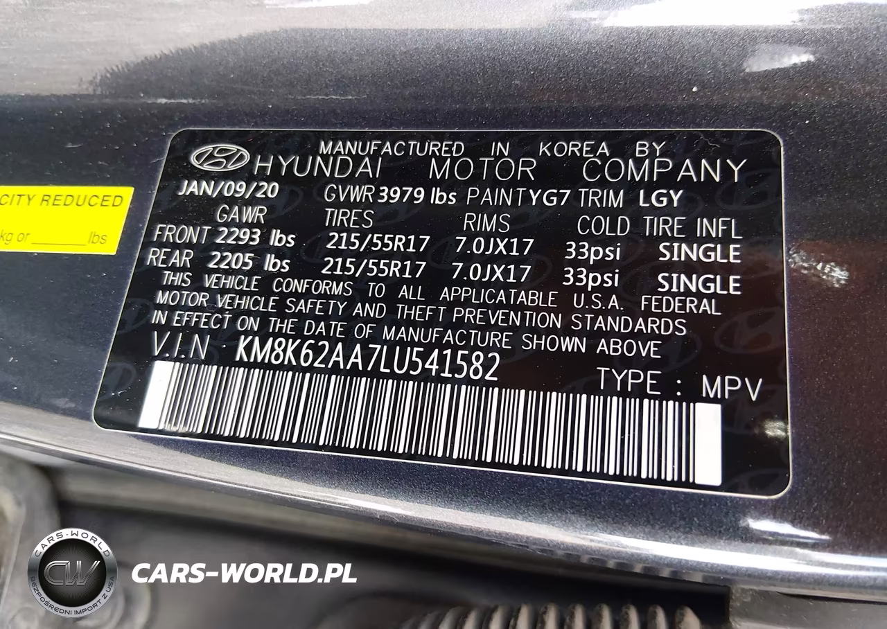 2020 Hyundai Kona Sel Plus VIN:KM8K62AA7LU541582 - 9