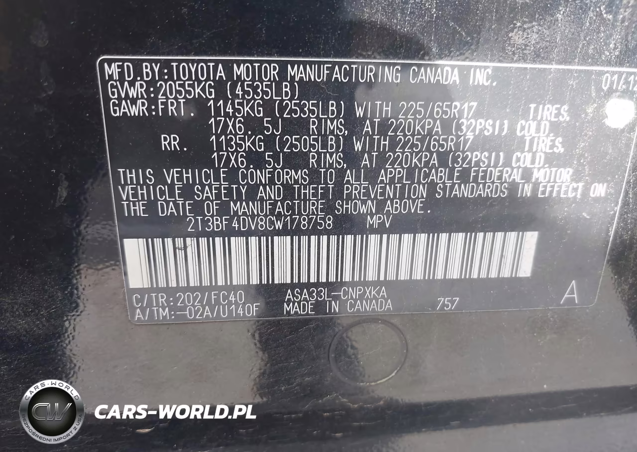 2012 Toyota Rav4 VIN:2T3BF4DV8CW178758 - 9