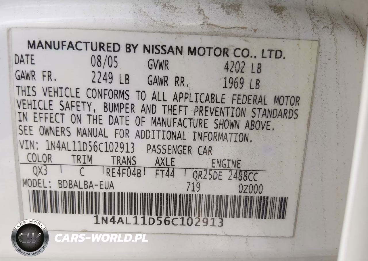 2006 Nissan Altima 2.5 S VIN:1N4AL11D56C102913 - 9