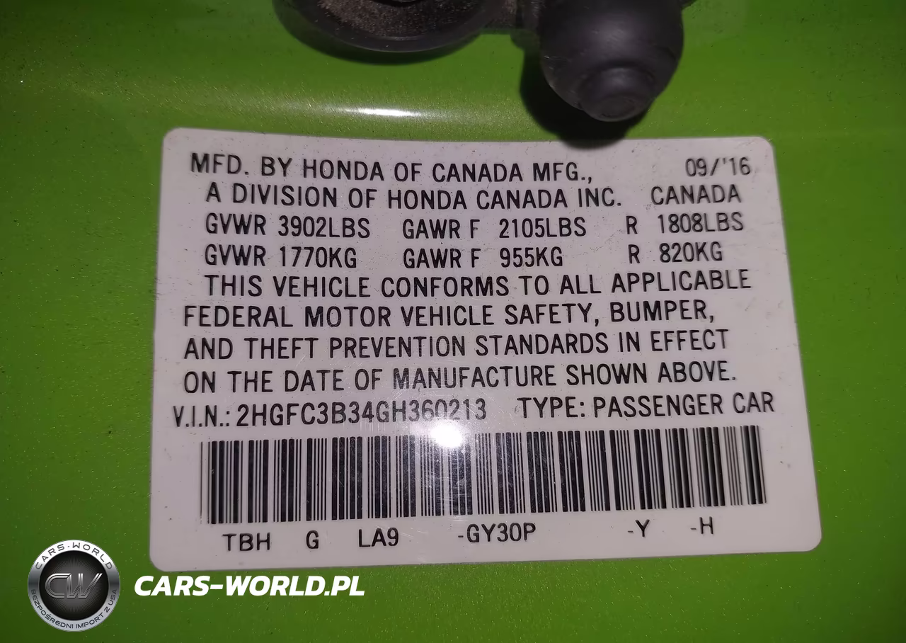 2016 Honda Civic Ex-T VIN:2HGFC3B34GH360213 - 9
