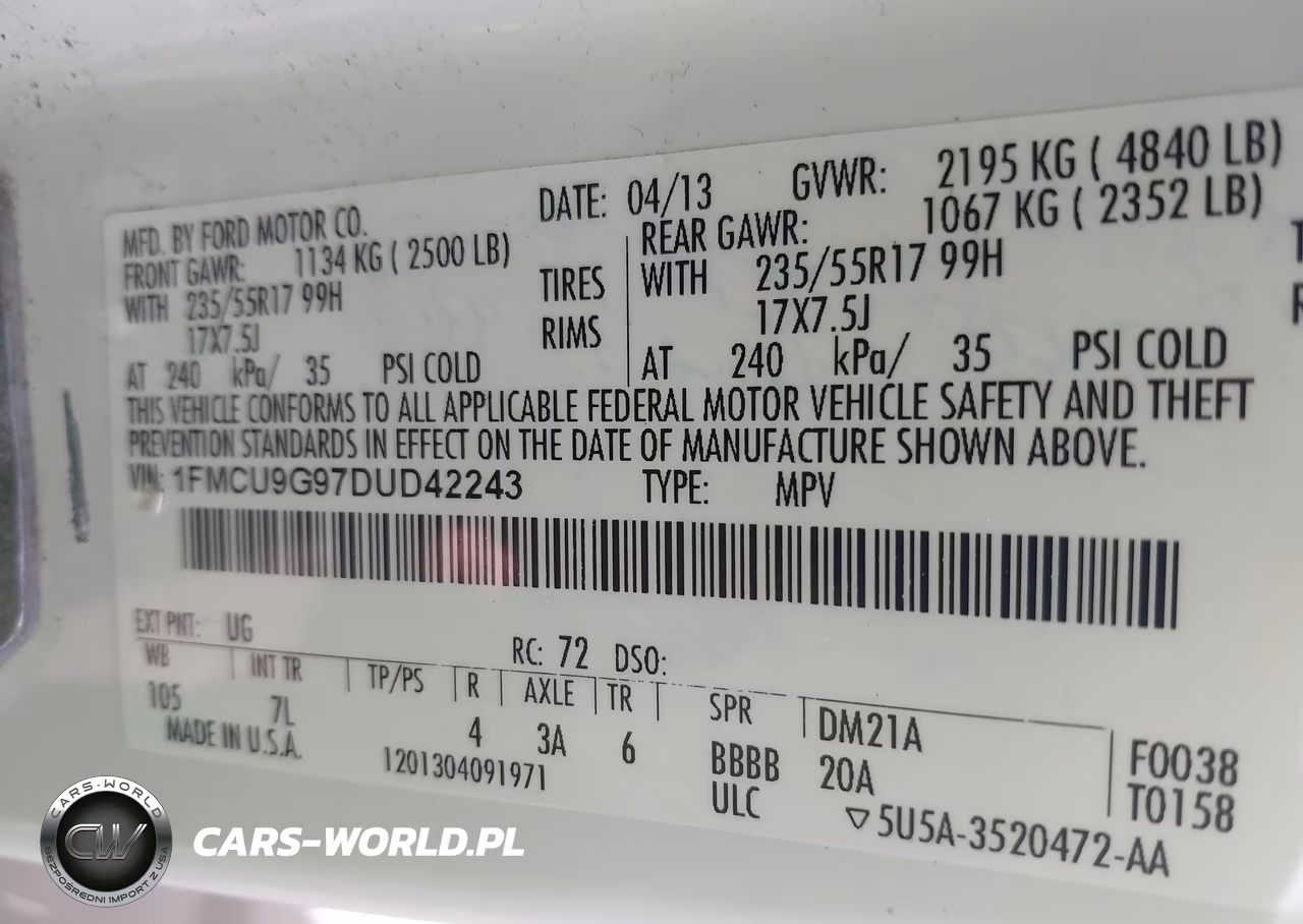 2013 Ford Escape Se VIN:1FMCU9G97DUD42243 - 9