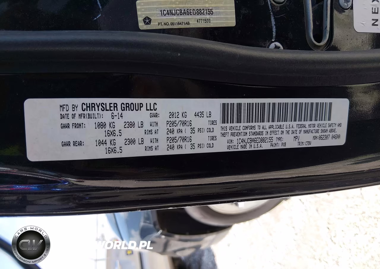 2014 Jeep Compass Sport VIN:1C4NJCBA6ED882155 - 9