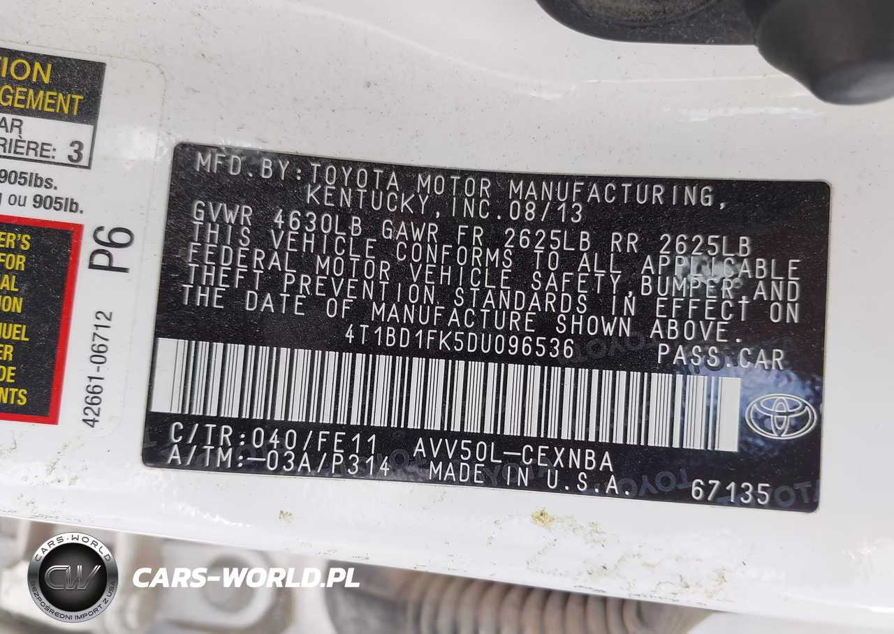 2013 Toyota Camry Hybrid Le VIN:4T1BD1FK5DU096536 - 9
