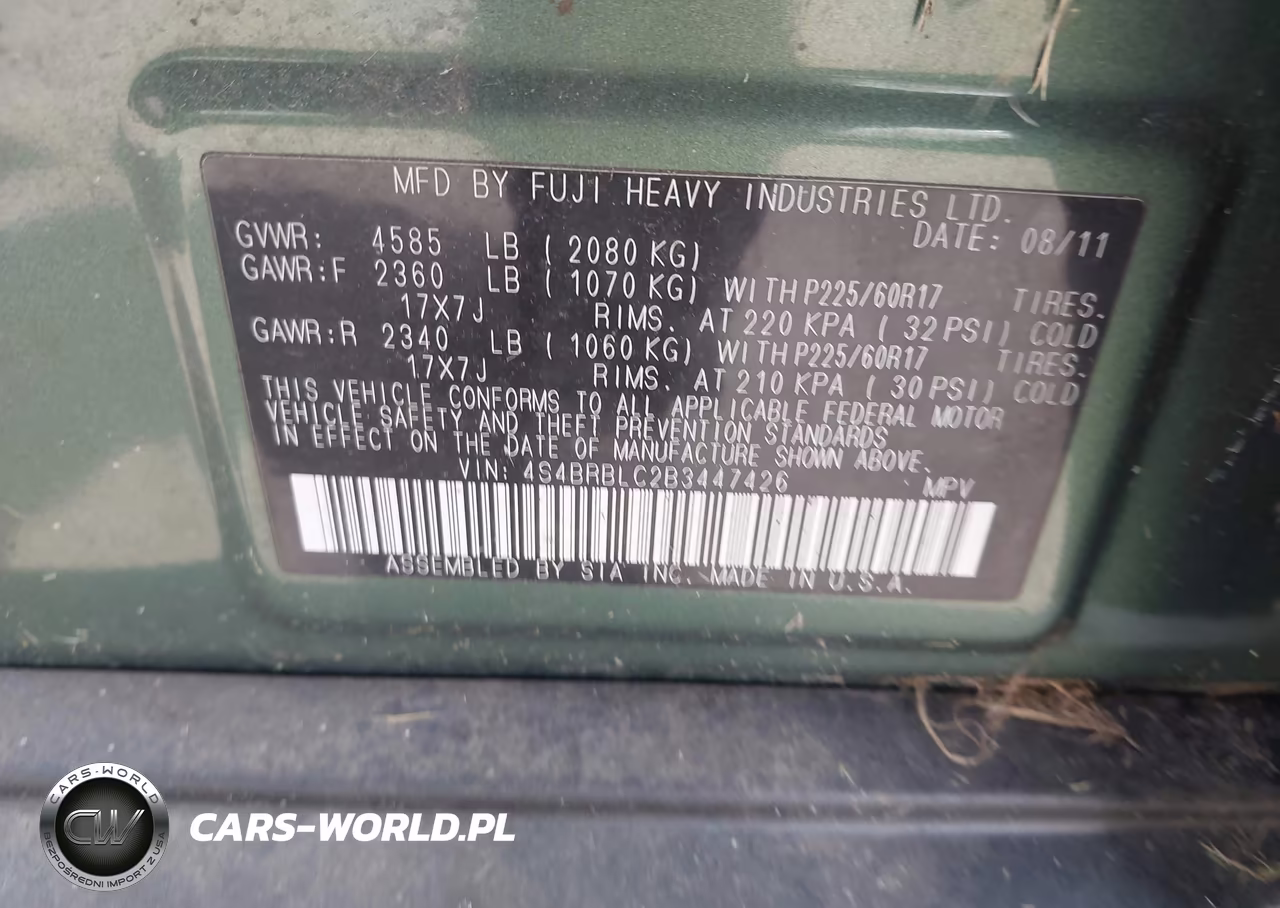 2011 Subaru Outback 2.5I Limited VIN:4S4BRBLC2B3447426 - 9