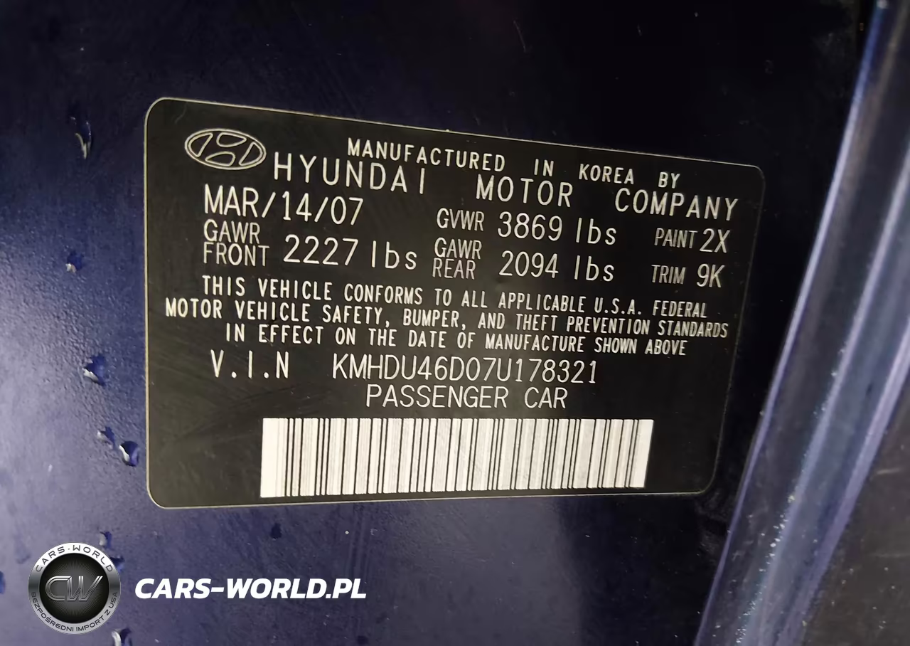 2007 Hyundai Elantra Gls-Limited-Se VIN:KMHDU46D07U178321 - 9