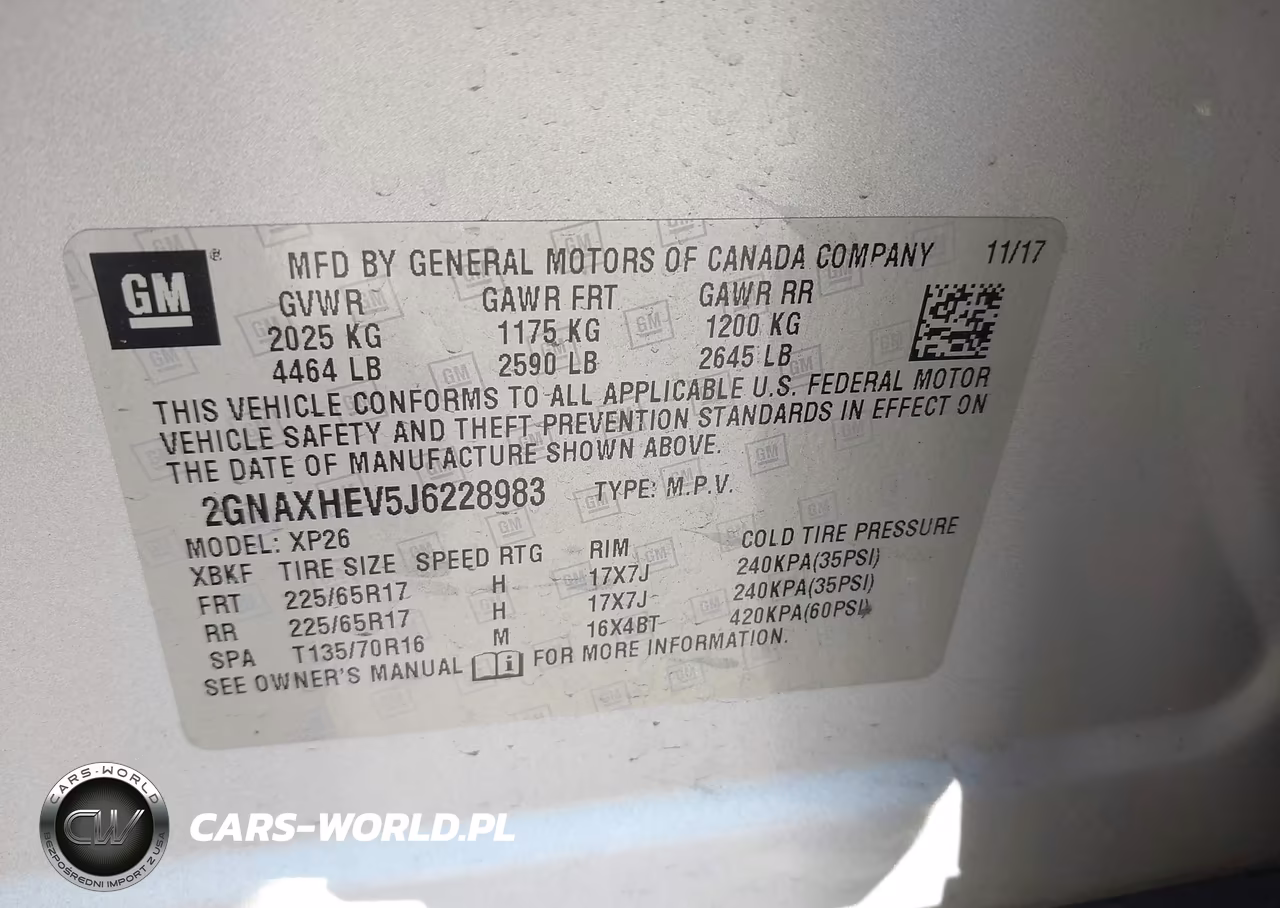2018 Chevrolet Equinox Ls VIN:2GNAXHEV5J6228983 - 9