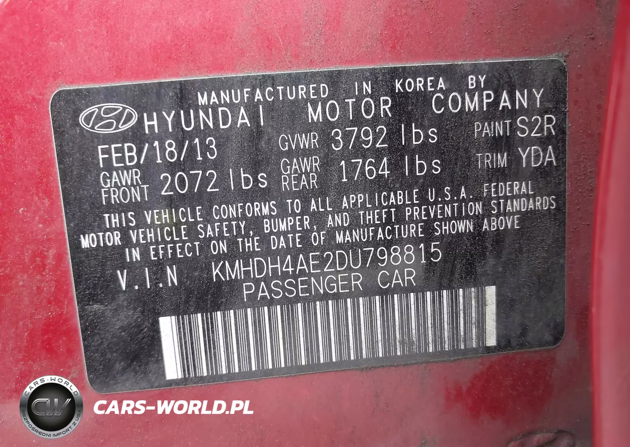 2013 Hyundai Elantra Gls VIN:KMHDH4AE2DU798815 - 9