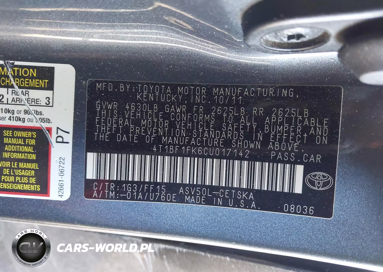 2012 Toyota Camry Se VIN:4T1BF1FK6CU017142 - 9