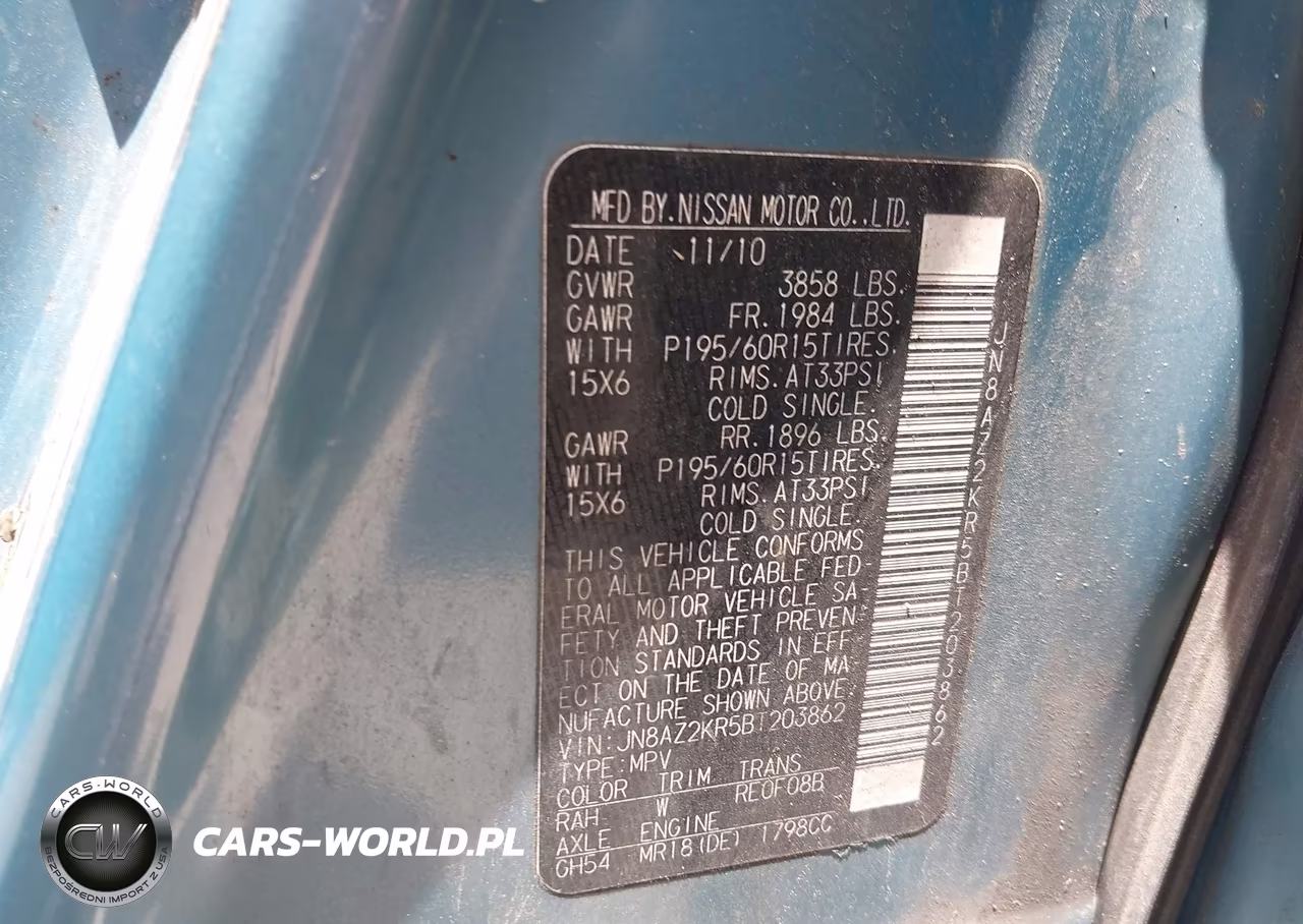 2011 Nissan Cube 1.8S VIN:JN8AZ2KR5BT203862 - 9