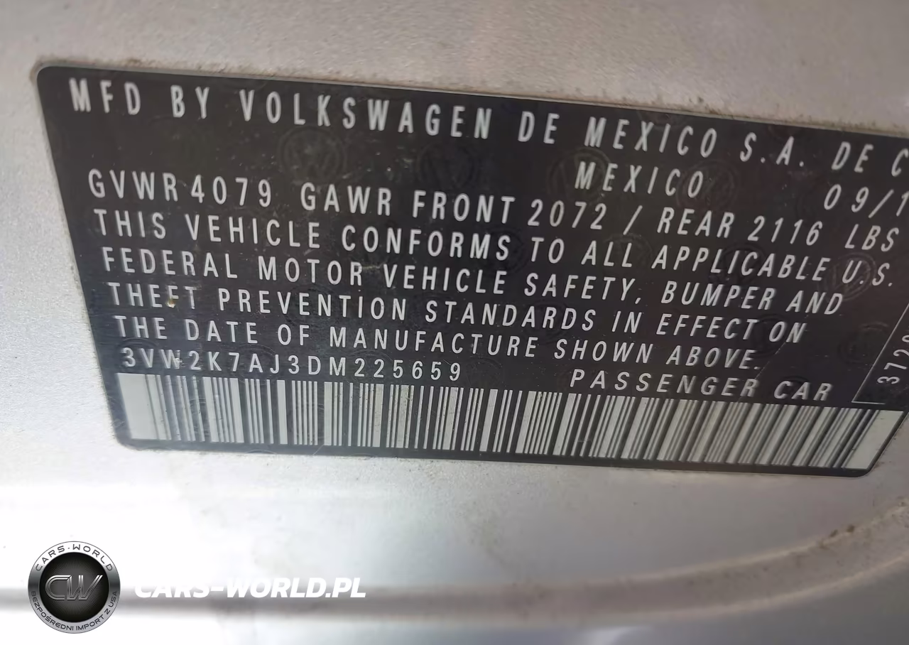 2013 Volkswagen Jetta 2.0L S VIN:3VW2K7AJ3DM225659 - 9