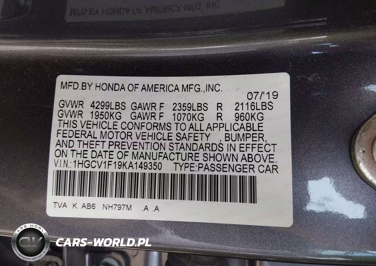 2019 Honda Accord Lx VIN:1HGCV1F19KA149350 - 9