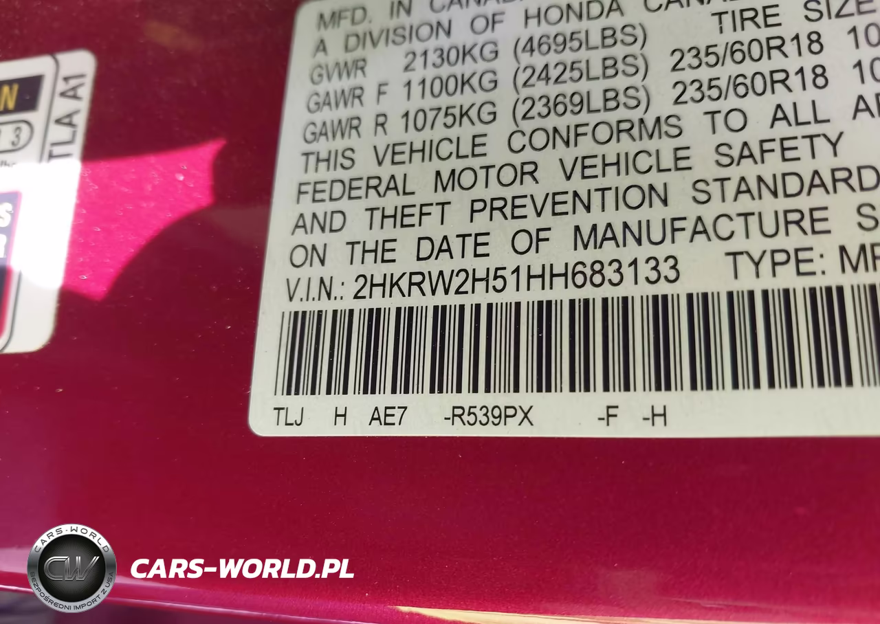 2017 Honda Cr-V Ex VIN:2HKRW2H51HH683133 - 9