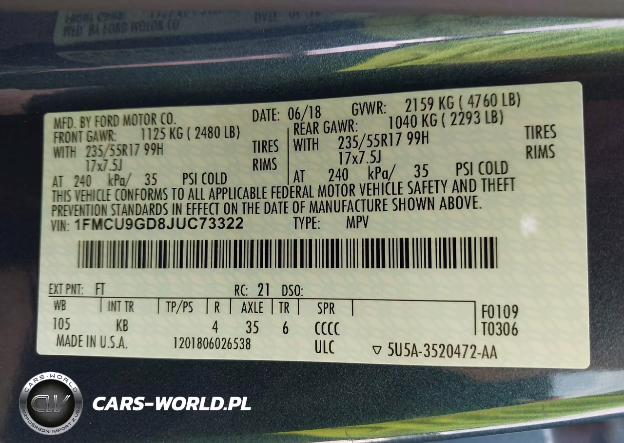 2018 Ford Escape Se VIN:1FMCU9GD8JUC73322 - 9