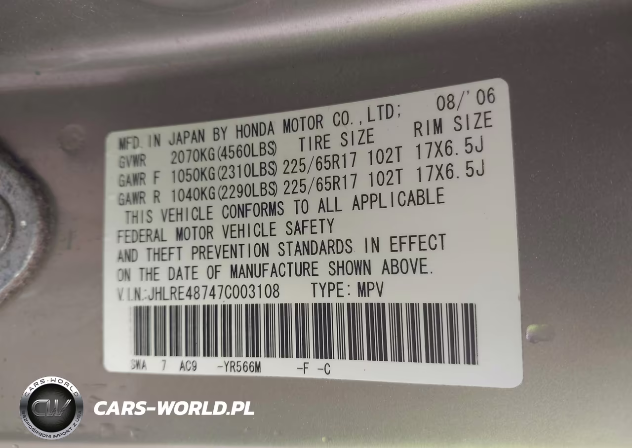 2007 Honda Cr-V Ex-L VIN:JHLRE48747C003108 - 9