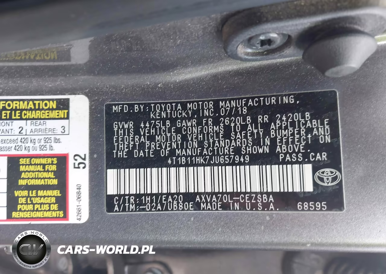 2018 Toyota Camry Se VIN:4T1B11HK7JU657949 - 9