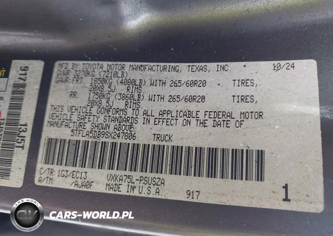 2025 Toyota Tundra Sr5 VIN:5TFLA5DB9SX247806 - 9