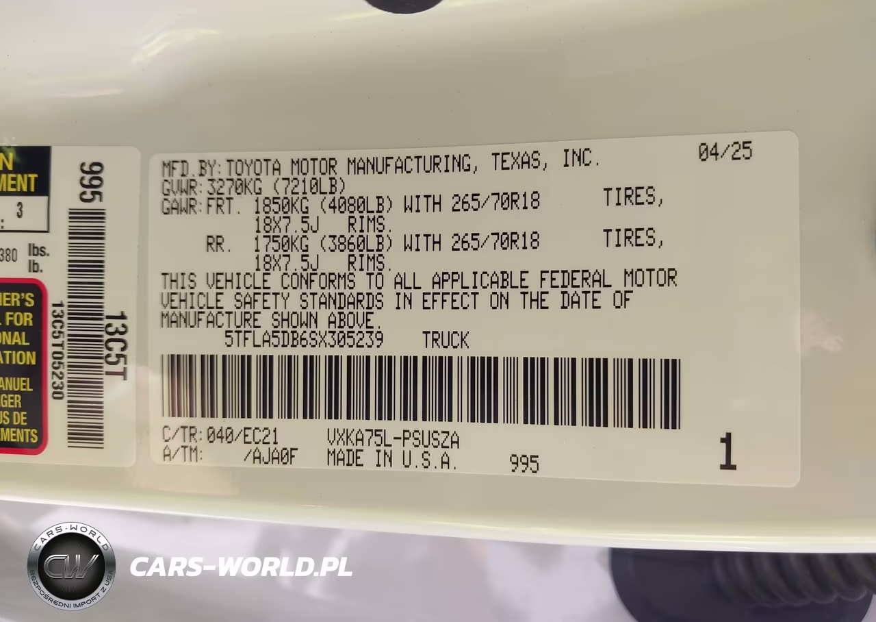 2025 Toyota Tundra Sr5 VIN:5TFLA5DB6SX305239 - 9