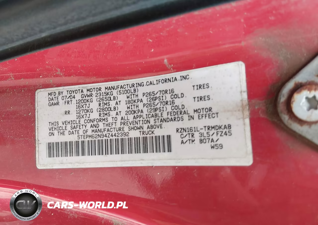 2004 Toyota Tacoma VIN:5TEPM62N94Z442392 - 9
