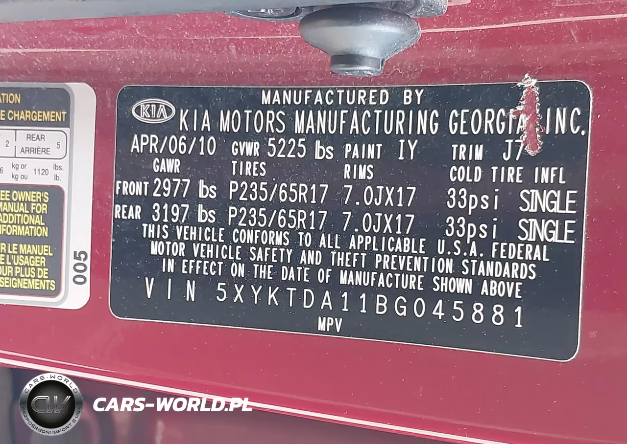 2011 Kia Sorento Lx VIN:5XYKTDA11BG045881 - 9
