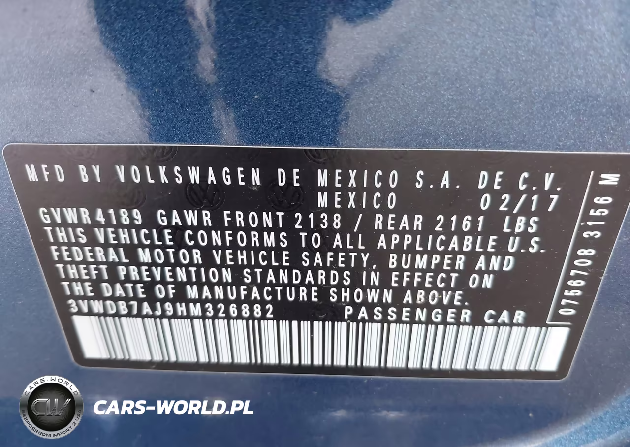 2017 Volkswagen Jetta 1.4T Se VIN:3VWDB7AJ9HM326882 - 9