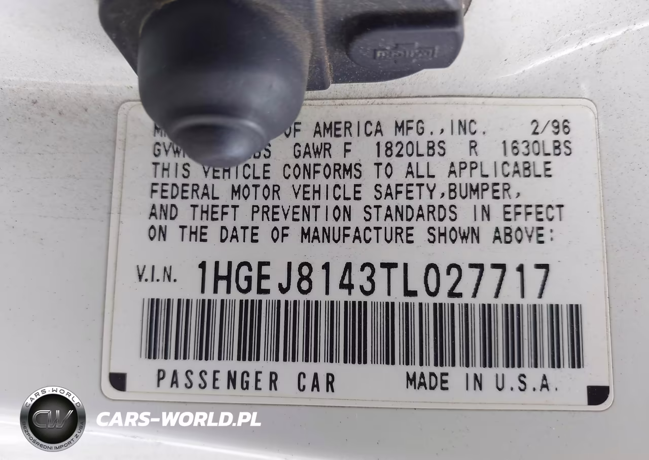 1996 Honda Civic Ex VIN:1HGEJ8143TL027717 - 9