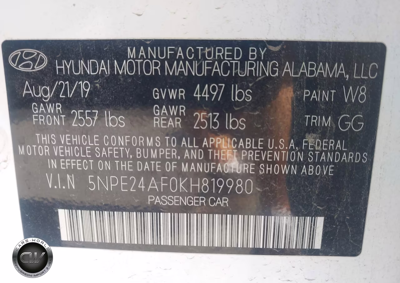 2019 Hyundai Sonata Se VIN:5NPE24AF0KH819980 - 9