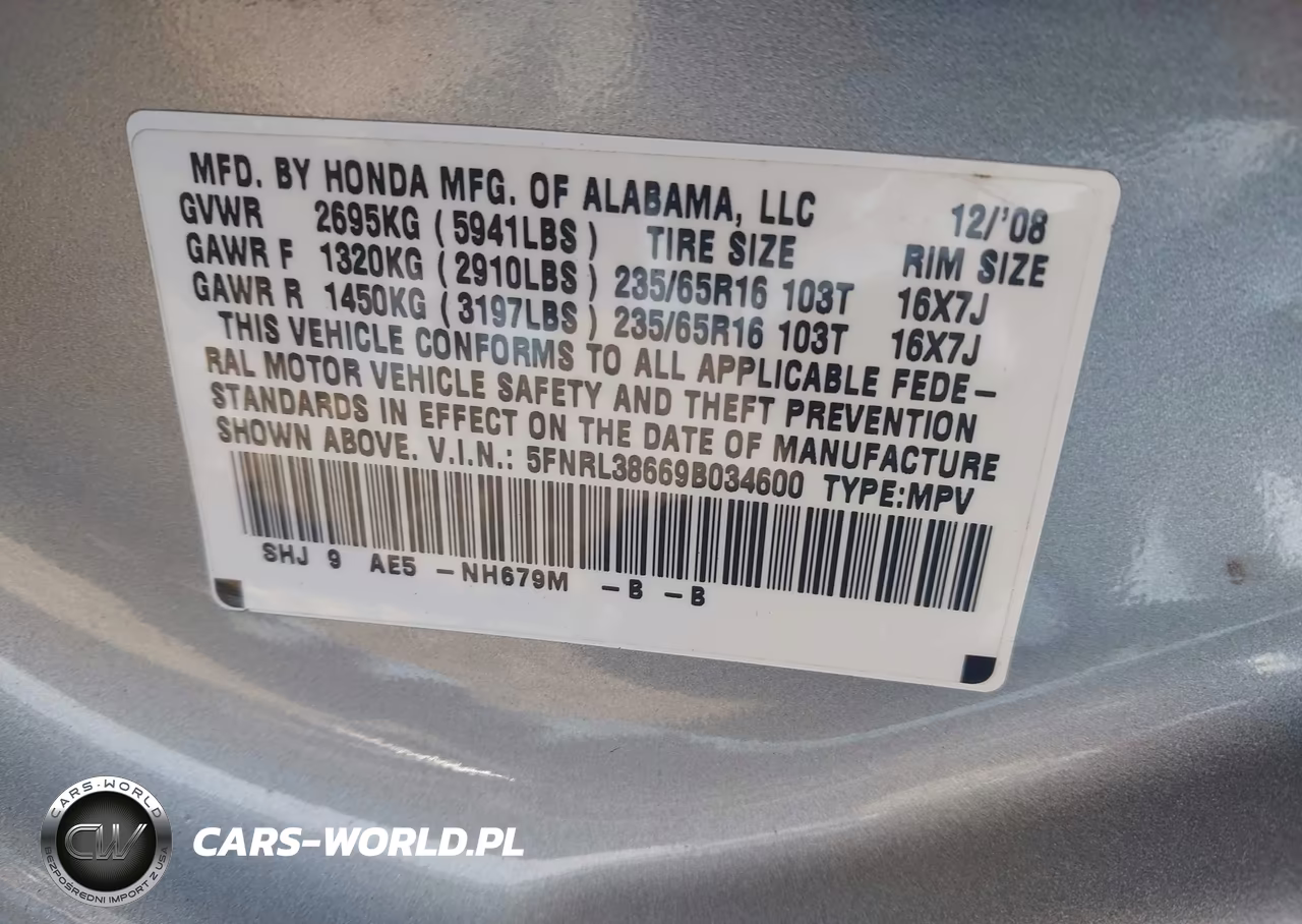 2009 Honda Odyssey Ex-L VIN:5FNRL38669B034600 - 9
