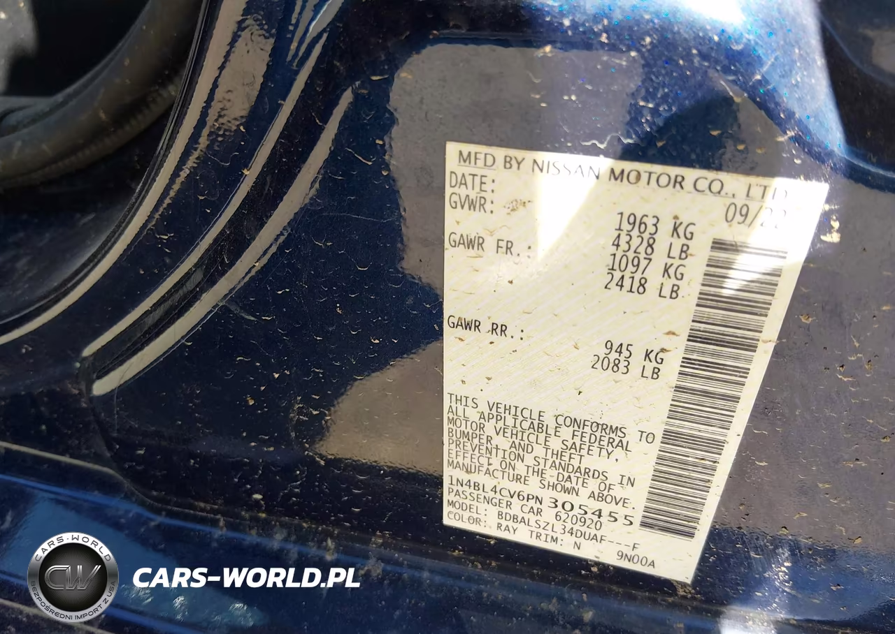2023 Nissan Altima Sr Fwd VIN:1N4BL4CV6PN305455 - 9