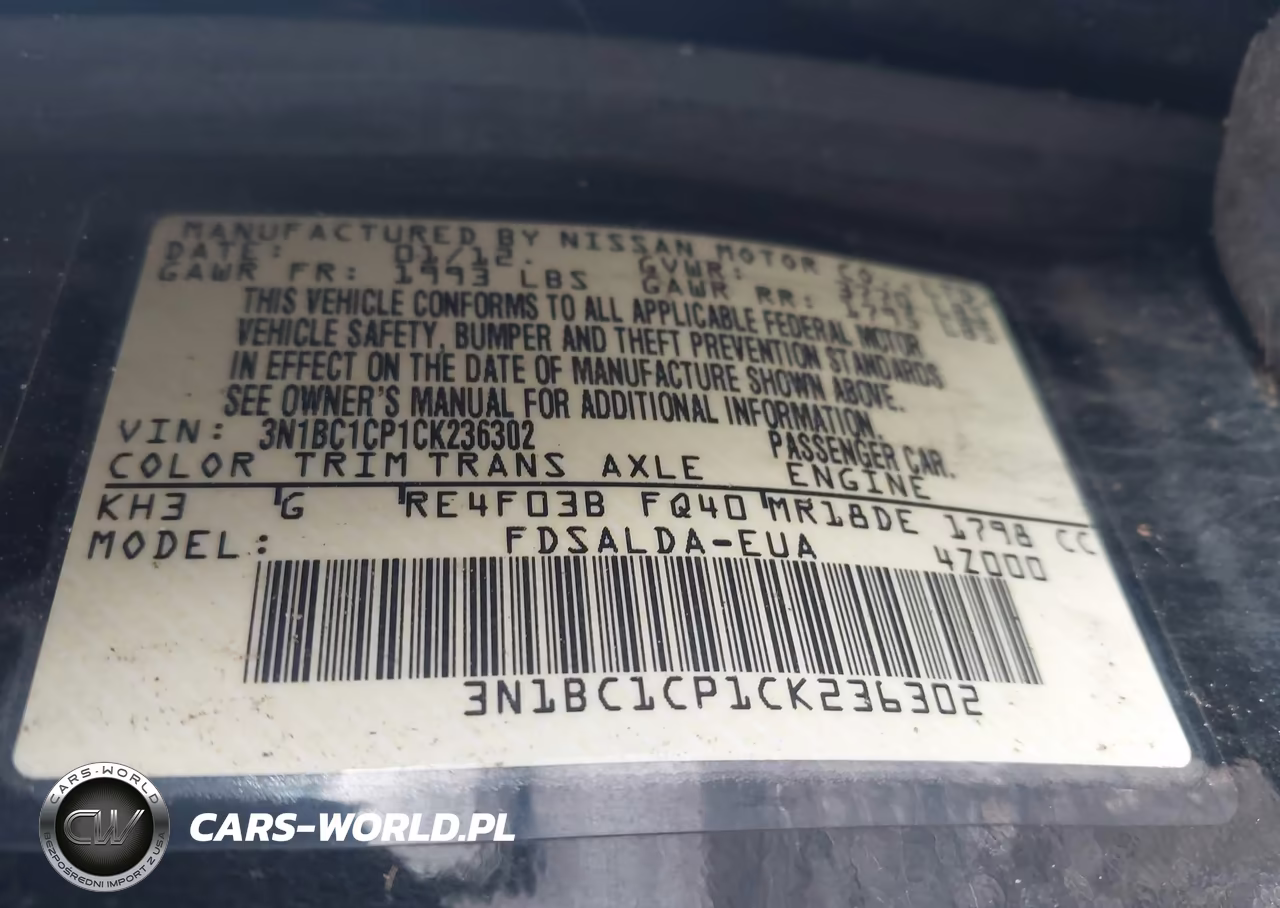 2012 Nissan Versa 1.8 S VIN:3N1BC1CP1CK236302 - 9