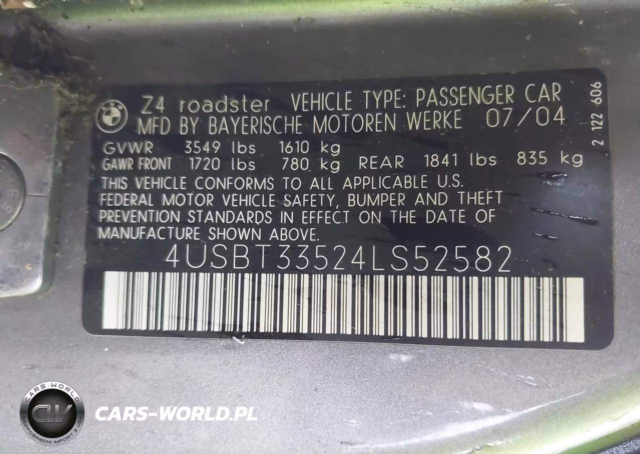 2004 BMW Z4 2.5I VIN:4USBT33524LS52582 - 9