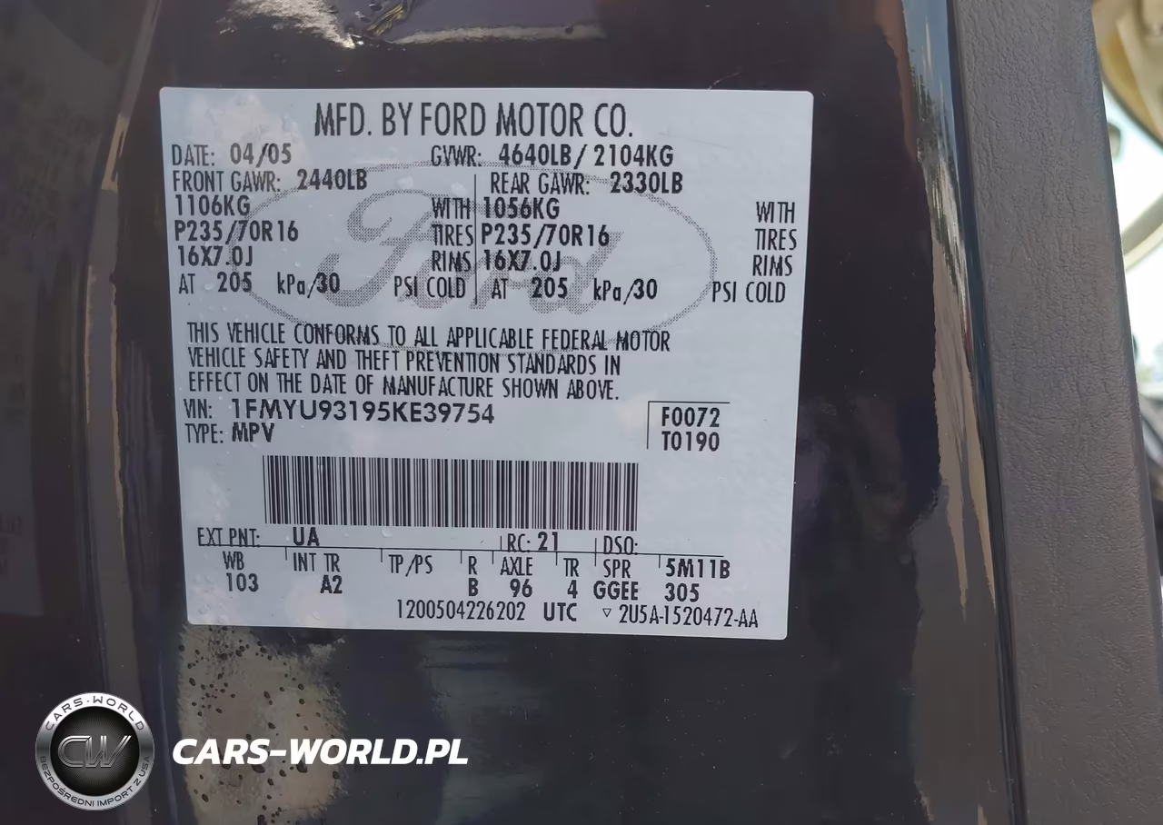 2005 Ford Escape Xlt VIN:1FMYU93195KE39754 - 9