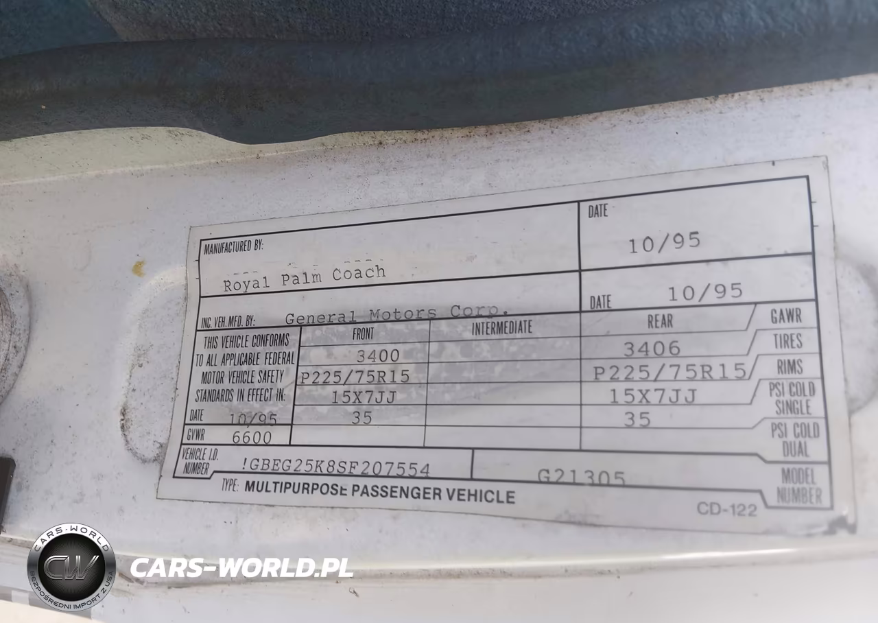 1995 Chevrolet G20 VIN:1GBEG25K8SF207554 - 9