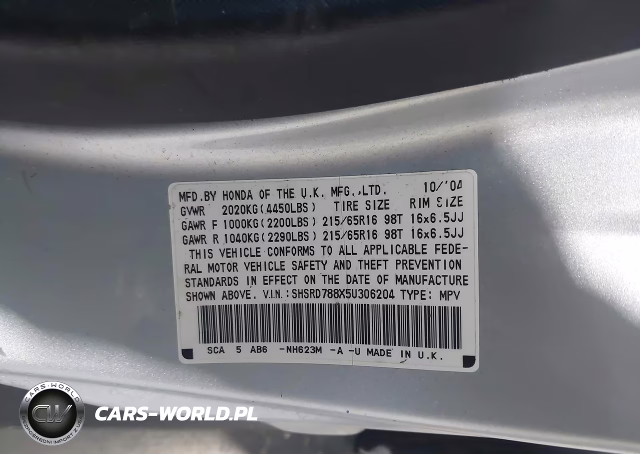 2005 Honda Cr-V Ex VIN:SHSRD788X5U306204 - 9