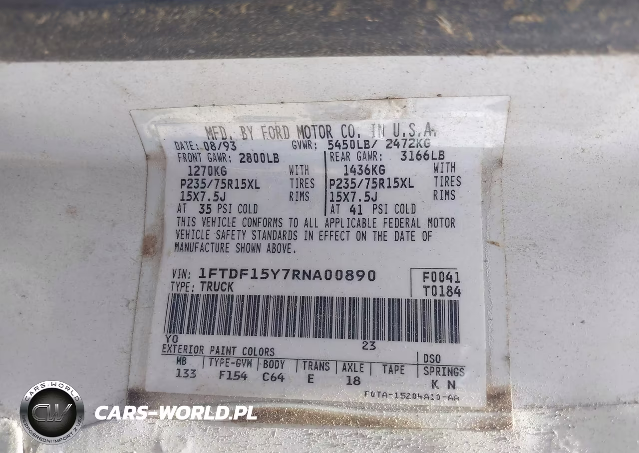 1994 Ford F150 VIN:1FTDF15Y7RNA00890 - 9