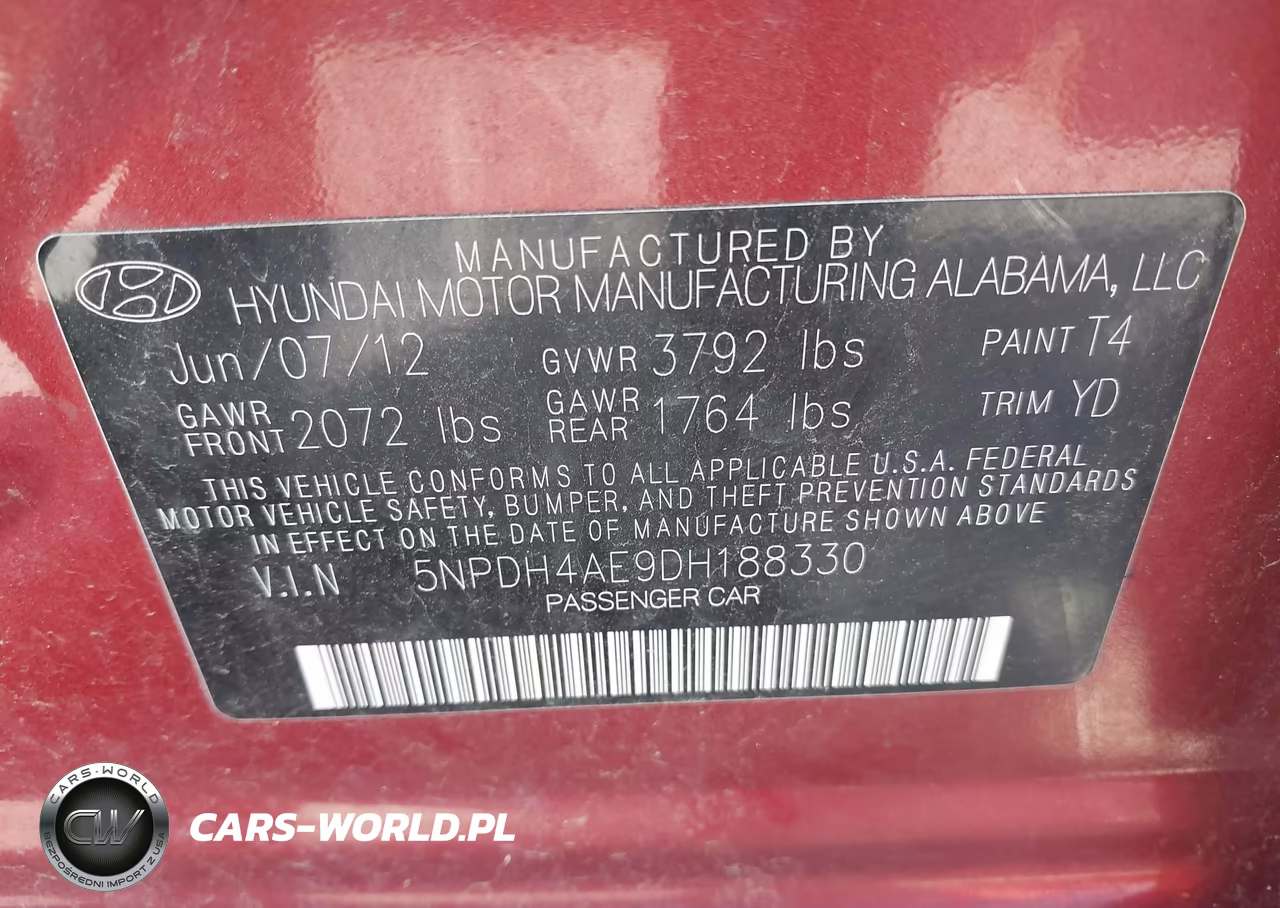 2013 Hyundai Elantra Gls VIN:5NPDH4AE9DH188330 - 9