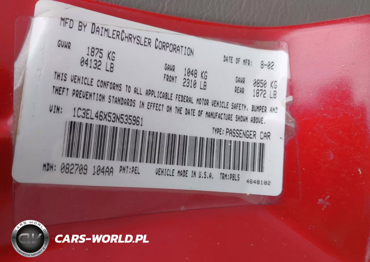 2003 Chrysler Sebring Lx VIN:1C3EL46X53N535961 - 9
