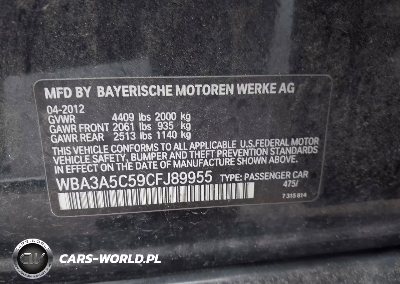 2012 BMW 328I VIN:WBA3A5C59CFJ89955 - 9