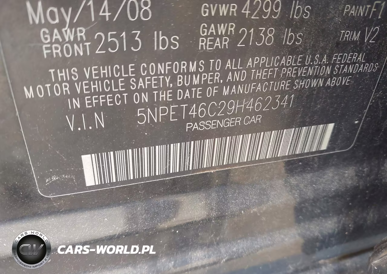 2009 Hyundai Sonata Gls VIN:5NPET46C29H462341 - 9