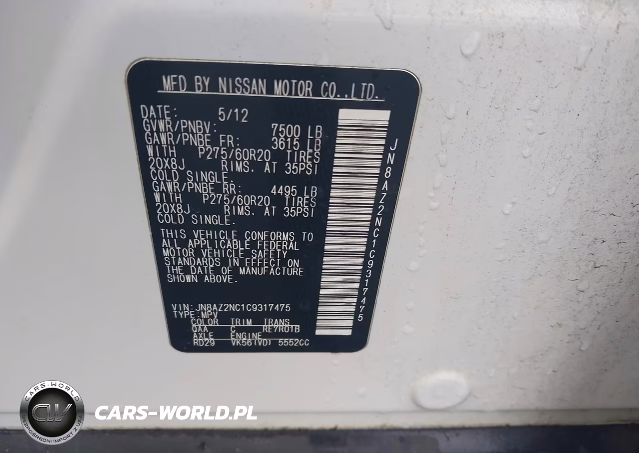 2012 Infiniti Qx56 VIN:JN8AZ2NC1C9317475 - 9