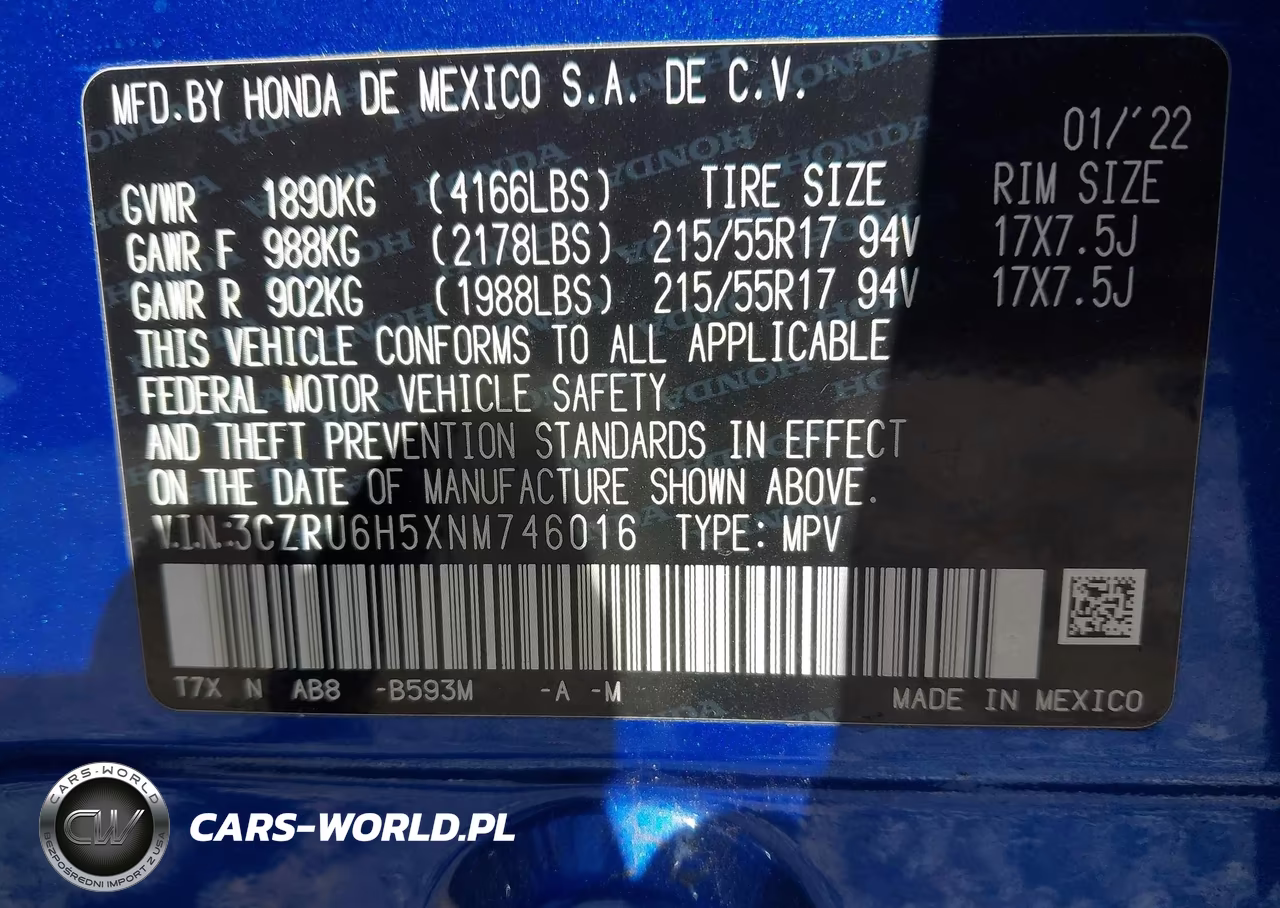 2022 Honda Hr-V Awd Ex VIN:3CZRU6H5XNM746016 - 9