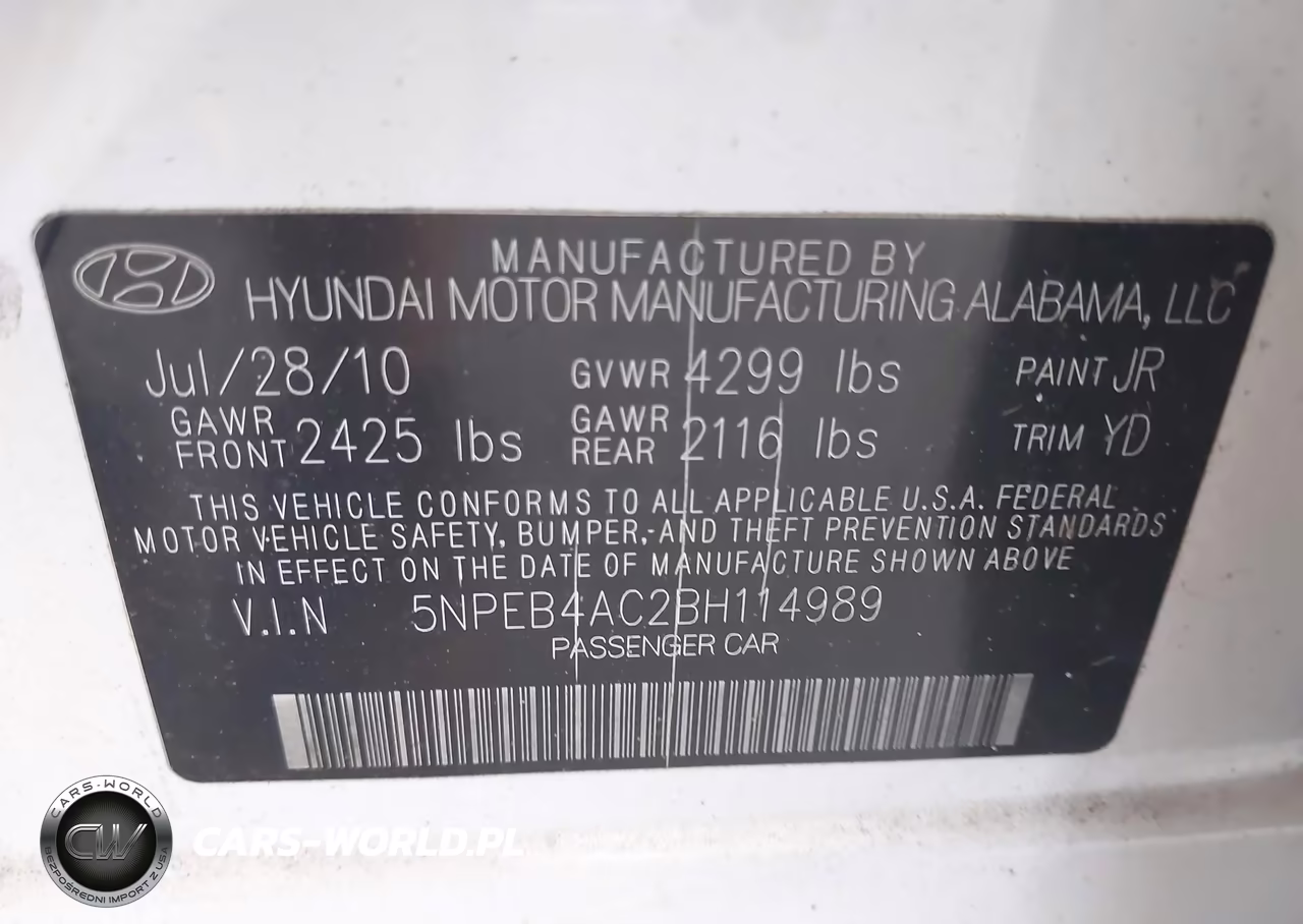 2011 Hyundai Sonata Gls VIN:5NPEB4AC2BH114989 - 9