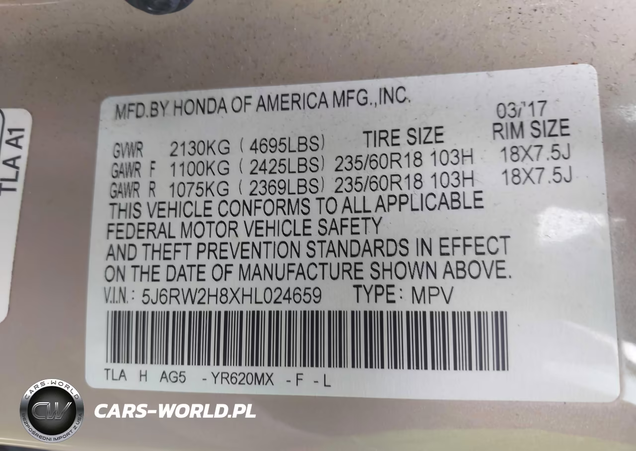 2017 Honda Cr-V Ex-L-Ex-L Navi VIN:5J6RW2H8XHL024659 - 9
