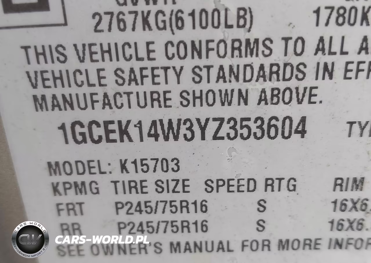 2000 Chevrolet Silverado 1500 VIN:1GCEK14W3YZ353604 - 9