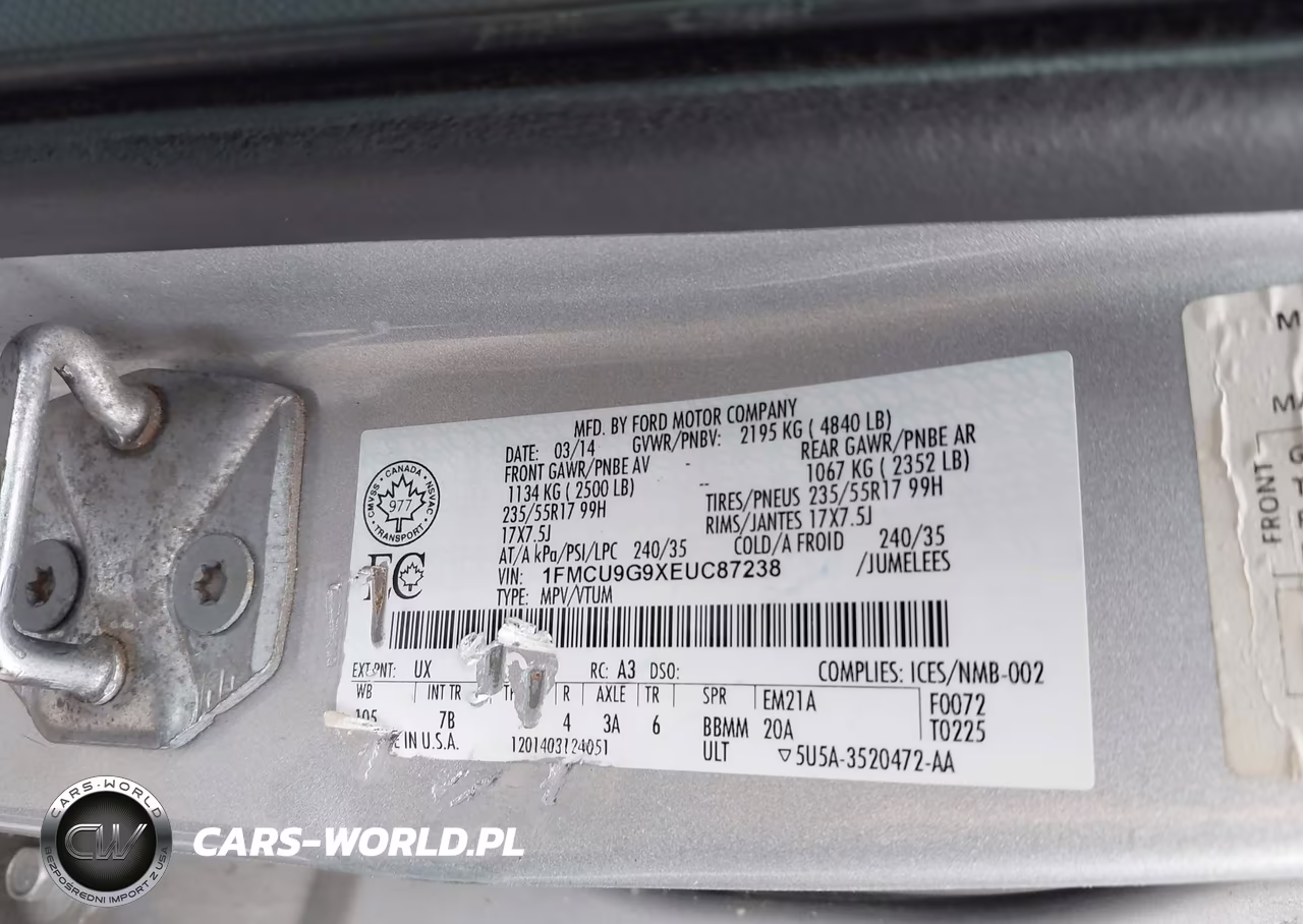 2014 Ford Escape Se VIN:1FMCU9G9XEUC87238 - 9