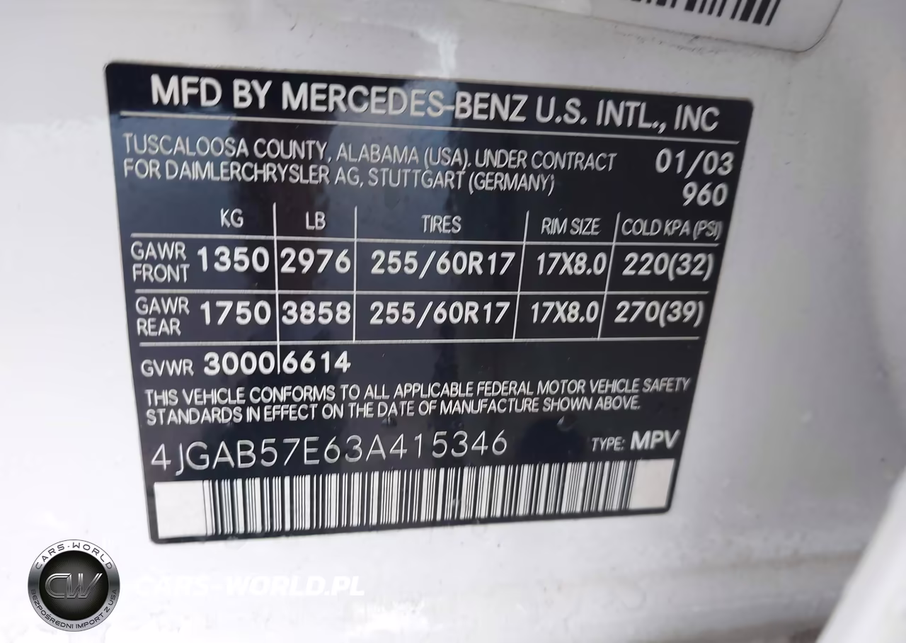 2003 Mercedes-Benz Ml 350 VIN:4JGAB57E63A415346 - 9