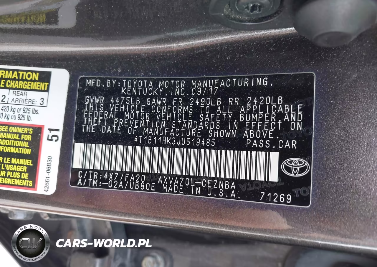 2018 Toyota Camry Le VIN:4T1B11HK3JU519485 - 9