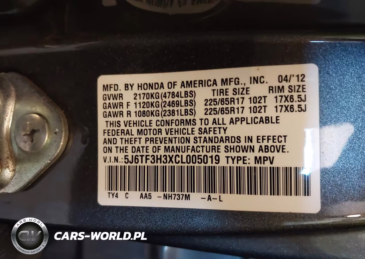 2012 Honda Crosstour 2.4 Ex VIN:5J6TF3H3XCL005019 - 9