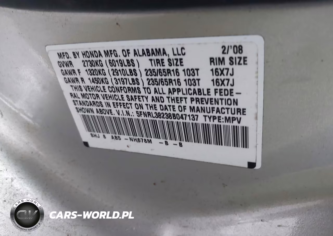 2008 Honda Odyssey Lx VIN:5FNRL38238B047137 - 9